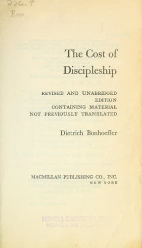 Cover of The Cost of Discipleship