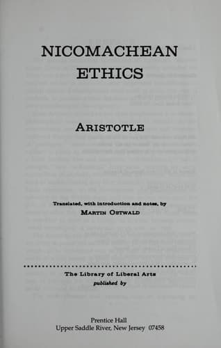 Cover of Nicomachean Ethics