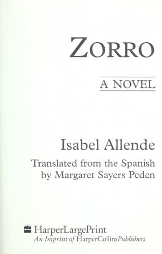 Cover of Zorro LP A Novel
