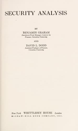 Cover of Security Analysis: The Classic 1940 Edition