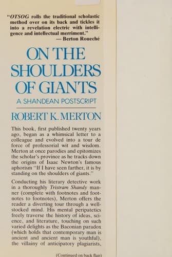 Cover of On the Shoulders of Giants: A Shandean Postscript
