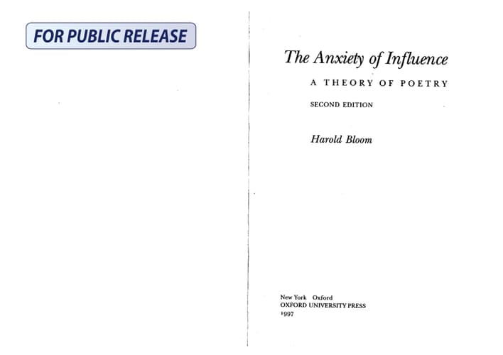 Cover of The Anxiety of Influence A Theory of Poetry