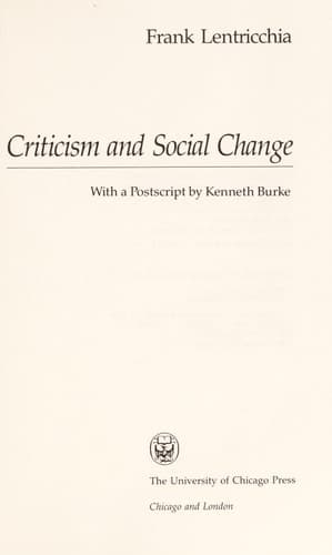 Cover of Criticism and Social Change