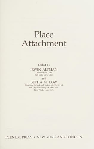Cover of Place Attachment