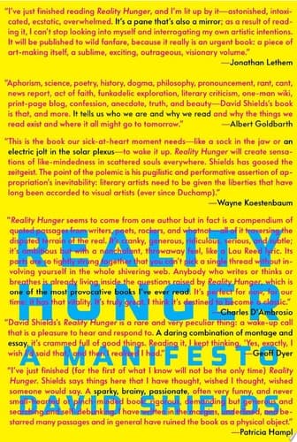 Cover of Reality Hunger A Manifesto
