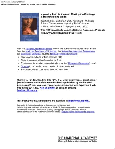 Cover of Improving Birth Outcomes Meeting the Challenge in the Developing World