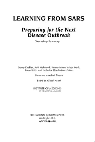 Cover of Learning from SARS Preparing for the Next Disease Outbreak: Workshop Summary