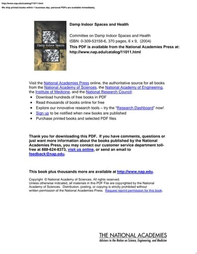 Cover of Damp Indoor Spaces and Health