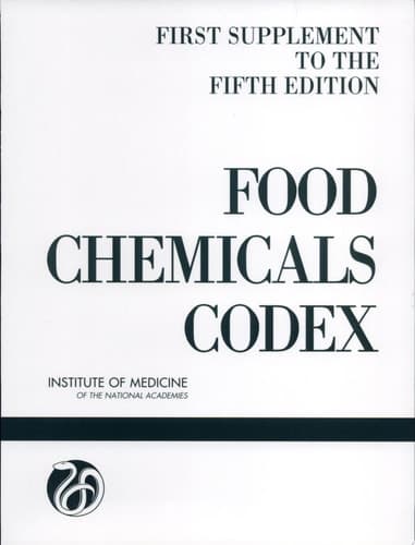 Cover of Food Chemicals Codex First supplement to the fifth edition