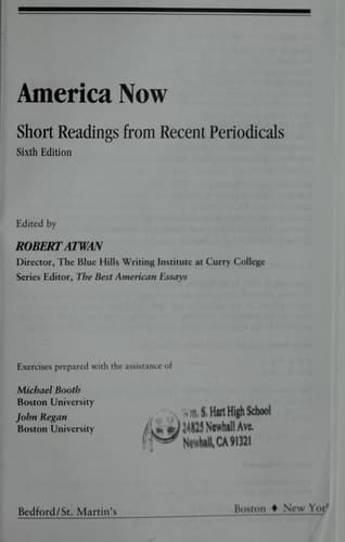 Cover of America Now Short Readings from Recent Periodicals