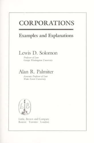 Cover of Corporations: Examples and Explanations