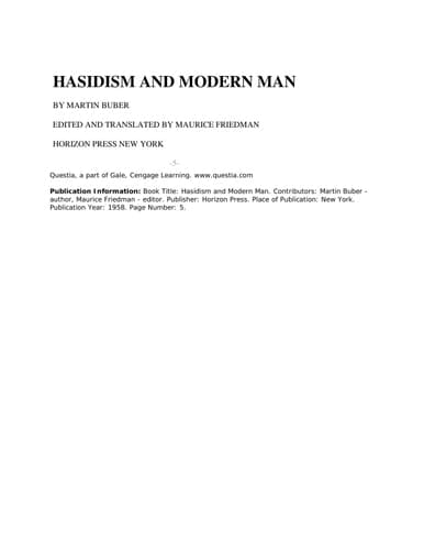Cover of Hasidism and modern man