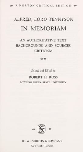 Cover of In Memoriam An Authoritative Text, Backgrounds and Sources, Criticism