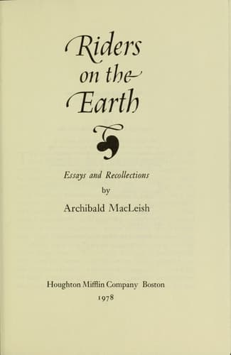 Cover of Riders on the Earth Essays and Recollections