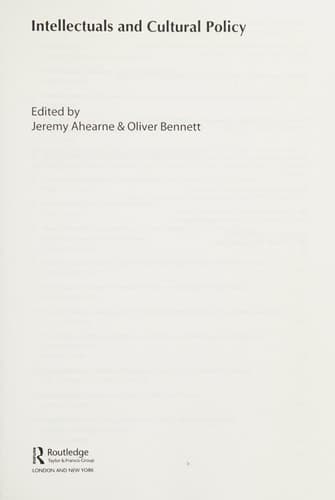 Cover of Intellectuals and Cultural Policy