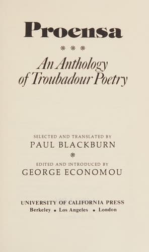 Cover of Proensa An Anthology of Troubadour Poetry