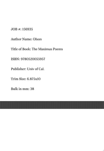 Cover of The Maximus Poems