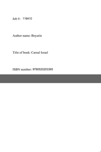 Cover of Carnal Israel Reading Sex in Talmudic Culture