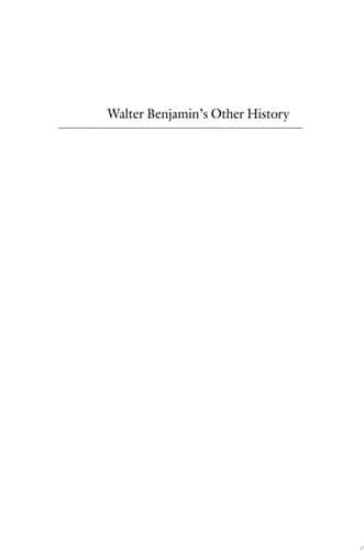 Cover of Walter Benjamin's Other History Of Stones, Animals, Human Beings, and Angels