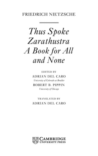 Cover of Nietzsche: Thus Spoke Zarathustra (Cambridge Texts in the History of Philosophy)