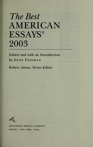 Cover of The Best American Essays 2003