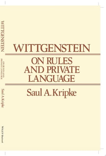 Cover of Wittgenstein on Rules and Private Language An Elementary Exposition