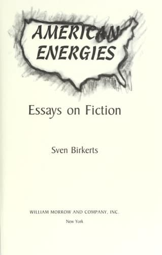 Cover of American Energies: Essays on Fiction