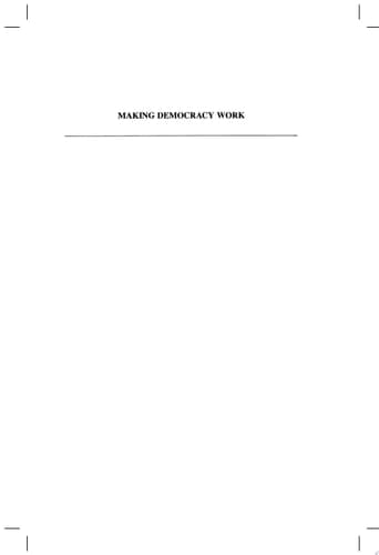 Cover of Making Democracy Work Civic Traditions in Modern Italy