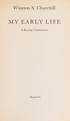 Cover of My Early Life A Roving Commission