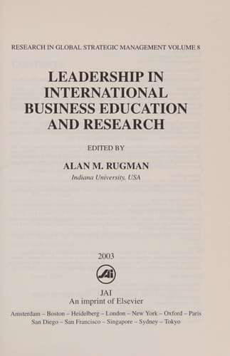 Cover of Leadership in International Business Education and Research
