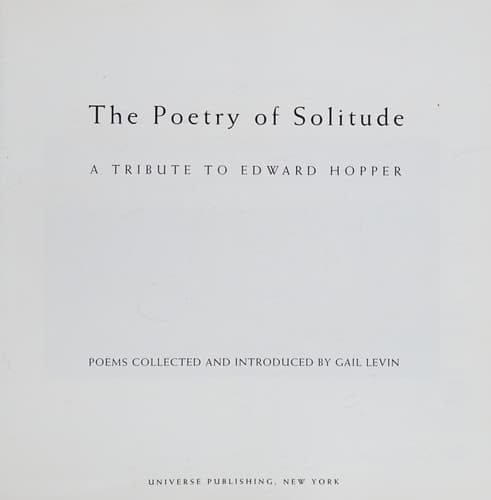 Cover of The Poetry of Solitude: A Tribute to Edward Hopper