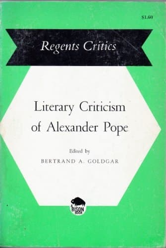 Cover of Literary Criticism of Alexander Pope (Regents Critics)