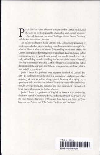 Cover of A Calendar of the Letters of Willa Cather