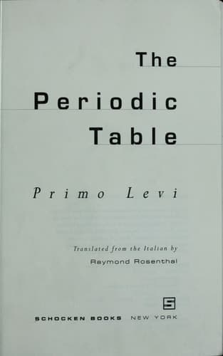 Cover of The Periodic Table A Memoir
