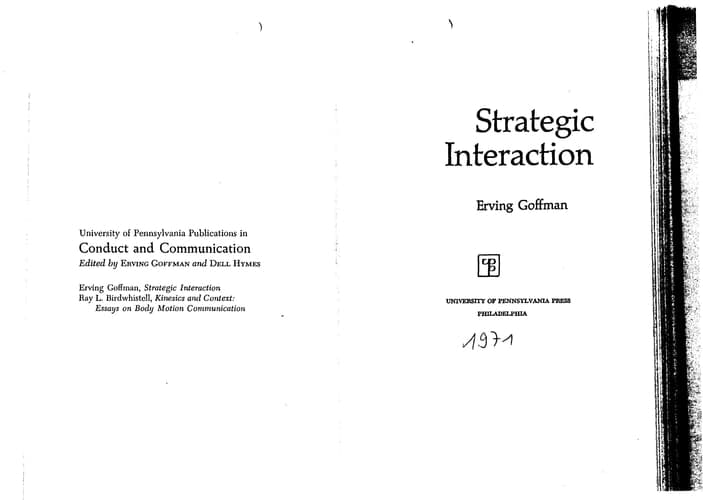 Cover of Strategic Interaction (Conduct and Communication Monograph 1)