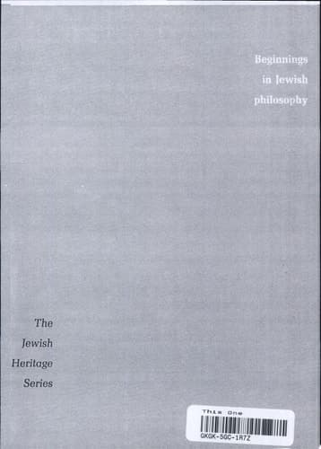 Cover of Beginnings in Jewish Philosophy