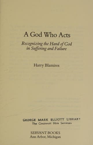 Cover of A God who Acts Recognizing the Hand of God in Suffering and Failure