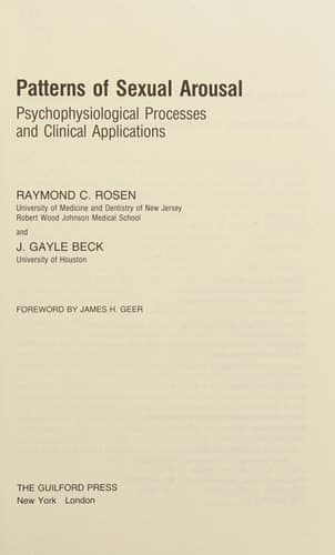 Cover of Patterns of Sexual Arousal Psychophysiological Processes & Clinical Applications