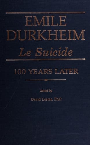 Cover of Emile Durkheim: Le Suicide One Hundred Years Later