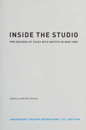 Cover of Inside the Studio: Talks With New York Artists