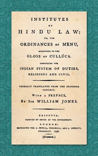 Cover of Institutes of Hindu Law, Or, The Ordinances of Manu, According to the Gloss of Cullúca, Comprising the Indian System of Duties, Religious, and Civil