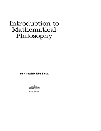 Cover of Introduction to mathematical philosophy (The Muirhead library of philosophy)