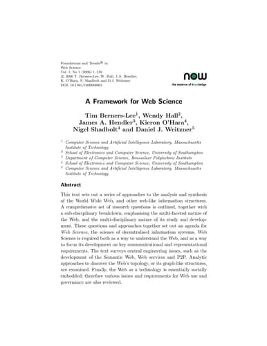 Cover of A Framework for Web Science