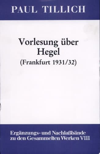 Cover of Vorlesung über Hegel (Frankfurt 1931/32)