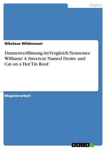 Cover of Dramenverfilmung im Vergleich: Tennessee Williams' A Streetcar Named Desire und Cat on a Hot Tin Roof