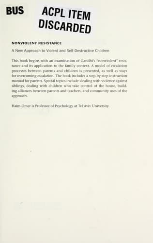 Cover of Non-Violent Resistance A New Approach to Violent and Self-destructive Children