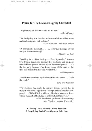 Cover of The Cuckoo's Egg Tracking a Spy Through the Maze of Computer Espionage